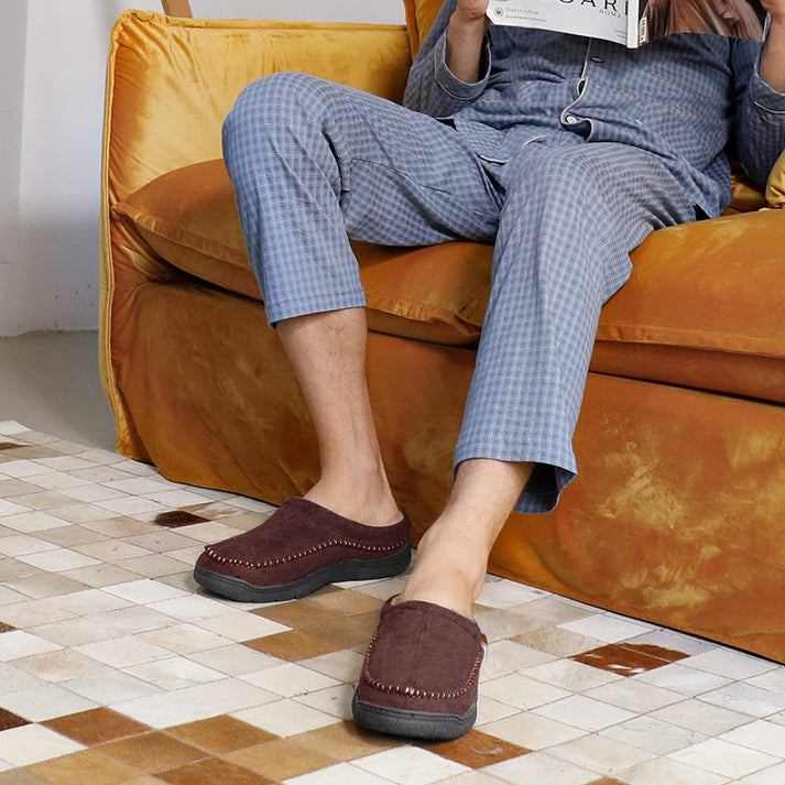π₯π Hot Sale! Limited Stock! πππ₯Men's Daily Non-Slip Warm Plush Wide Toe Slip-On Loafers Slippers