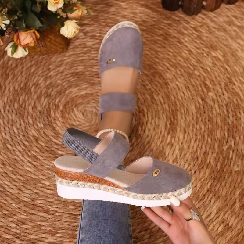 Women's Orthopedic Colorblock Wedge Sandals, Comfy Ankle Strap Slingbacks