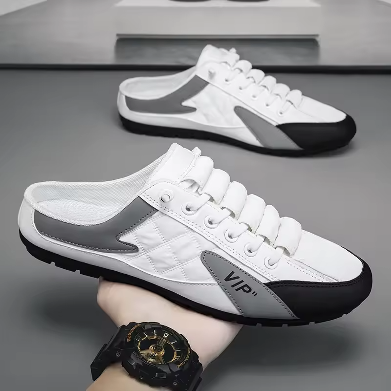 Men's Fashion Breathable Slip-On Mules, Lightweight Non-Slip Comfy Casual Shoes