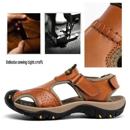 Men's Orthopedic Support Non-slip Sport Sandals Lightweight Trail Hiking Leather Sandals