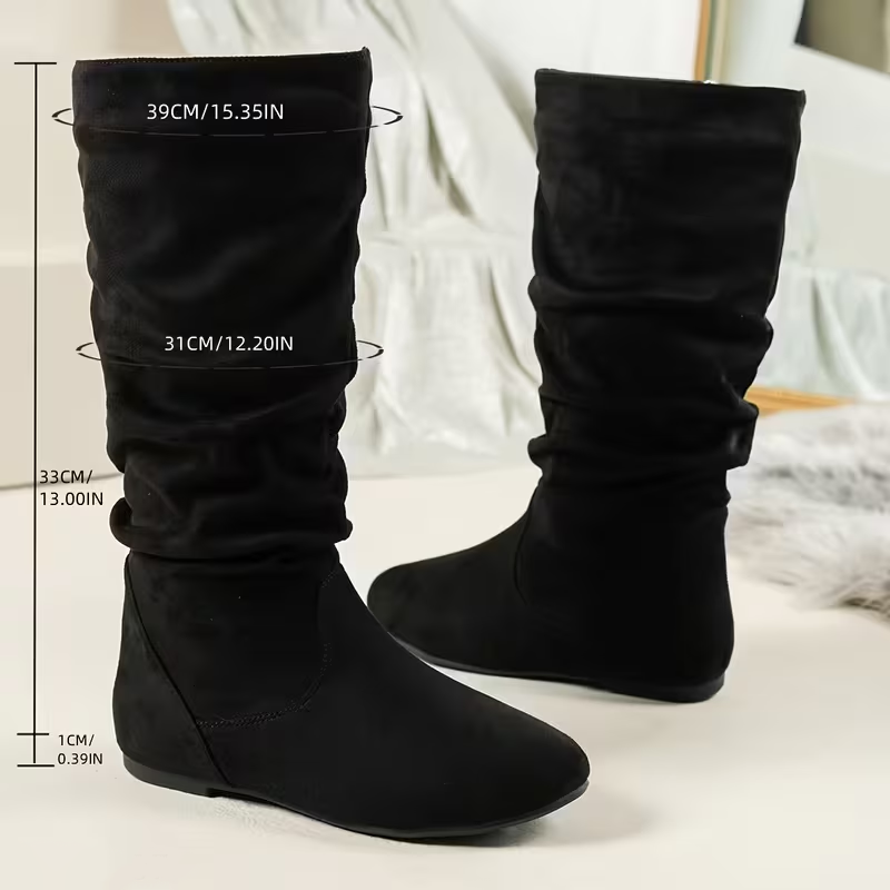 CozyWalk Soft Suede Slouchy Chic Boots, All-Day Supportive Flat Boots