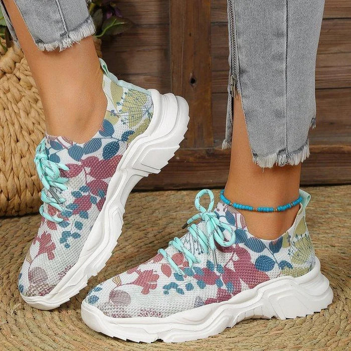 🔥 Hot Sale 50% OFF🔥Floral Print Lace-up Breathable Sneakers