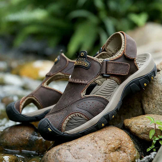 Men's Orthopedic Support Non-slip Sport Sandals Lightweight Trail Hiking Leather Sandals