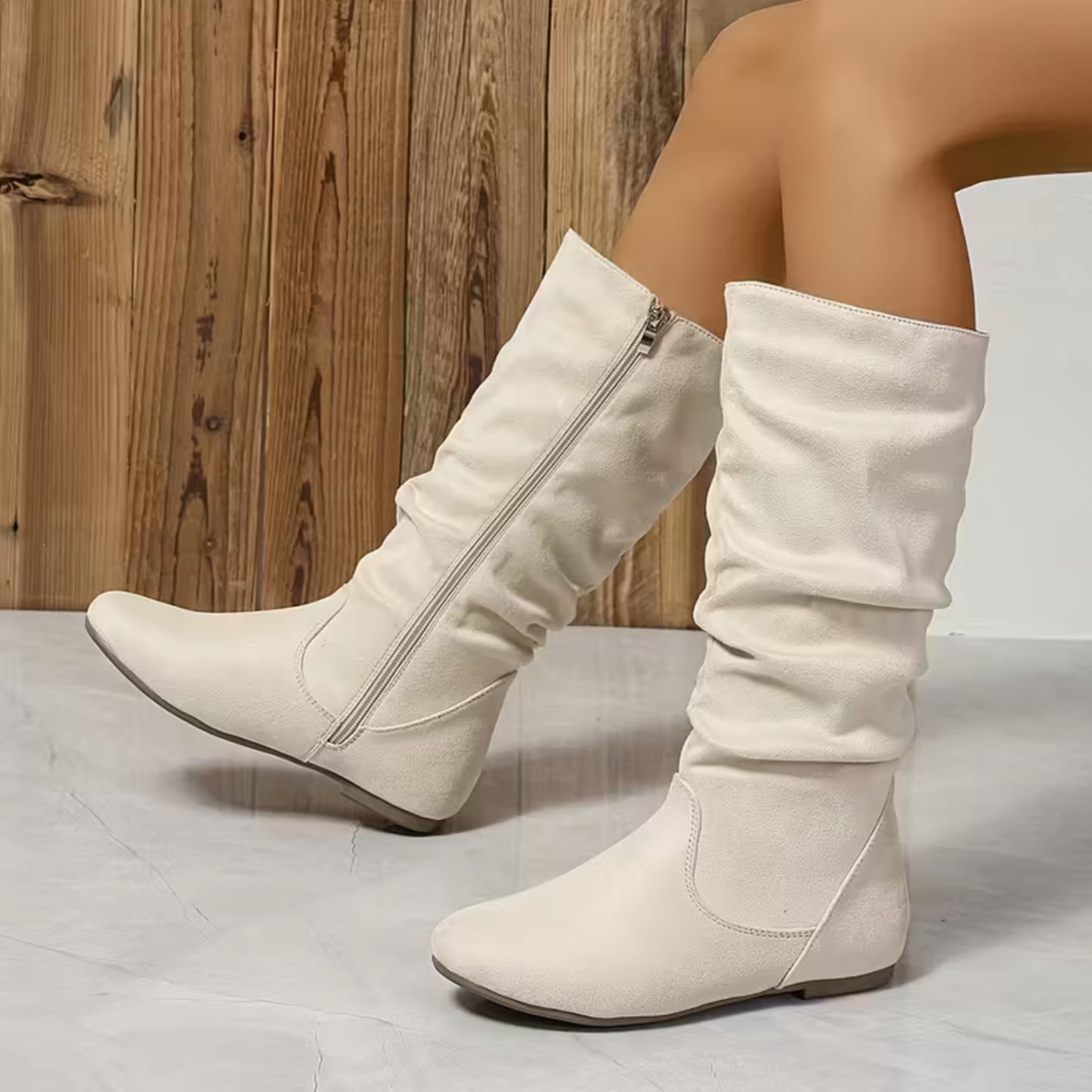 CozyWalk Soft Suede Slouchy Chic Boots, All-Day Supportive Flat Boots