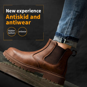 2023 Waterproof Safety Work Shoes For Men, Steel Head Leather Indestructible Security Boots