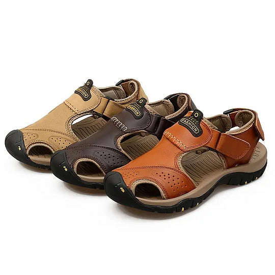 Men's Orthopedic Support Non-slip Sport Sandals Lightweight Trail Hiking Leather Sandals