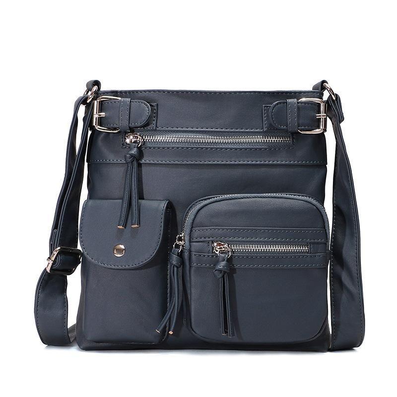 Premium Soft Leather Crossbody Bag, Multi-Pocket Shoulder Bag