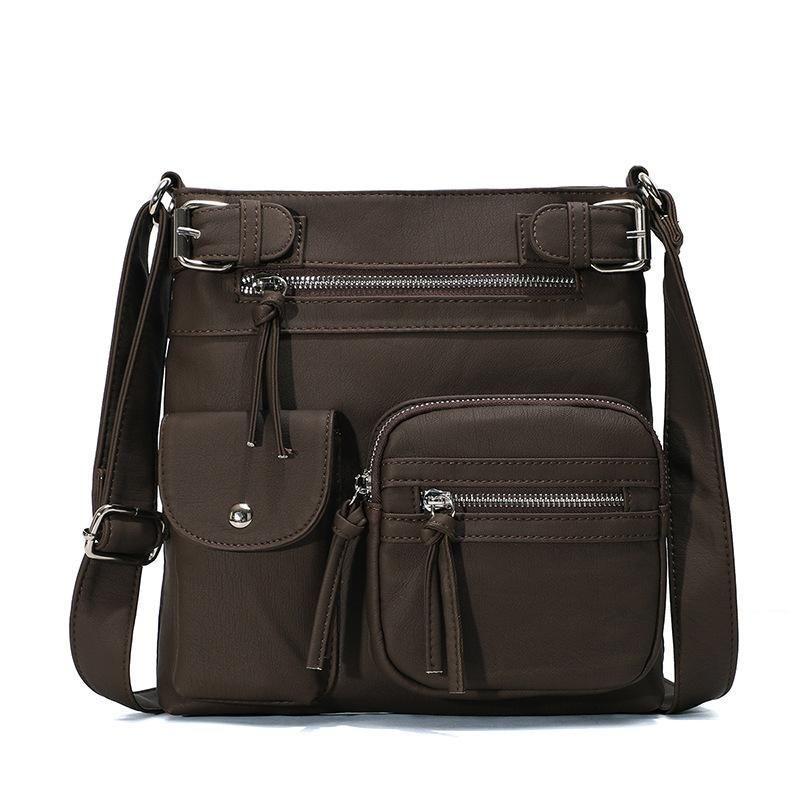 Premium Soft Leather Crossbody Bag, Multi-Pocket Shoulder Bag